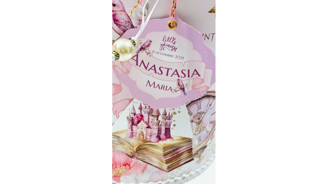 Trusou botez Princess Pink tematică prințesă, elegant și brodat 11